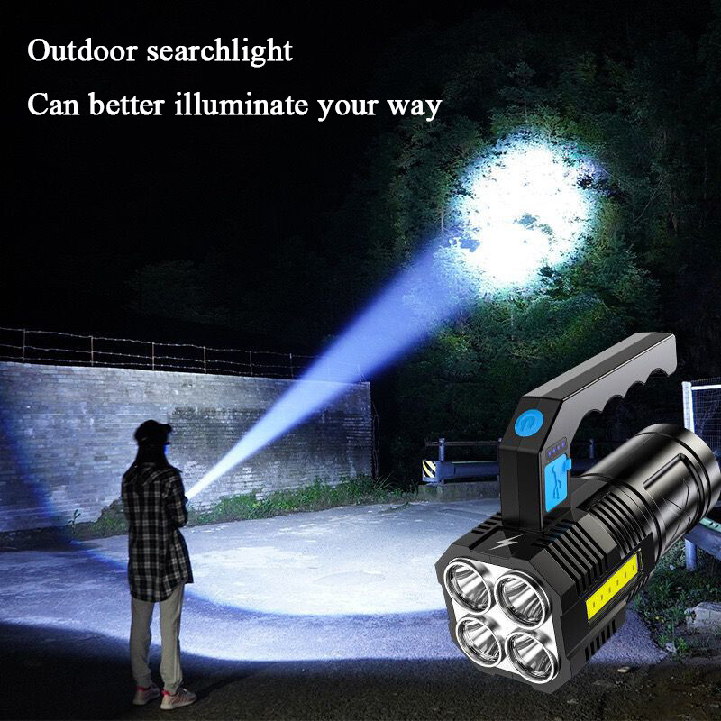 Rechargeable LED Tactical Torch with 4 Brightness Modes, Powerful Work Light