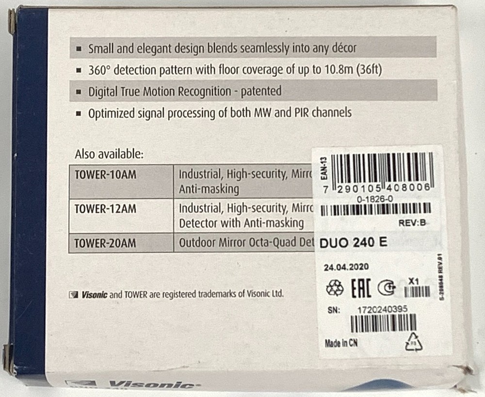 Visonic DUO-240 E Ceiling-mount Dual-Technology Detector