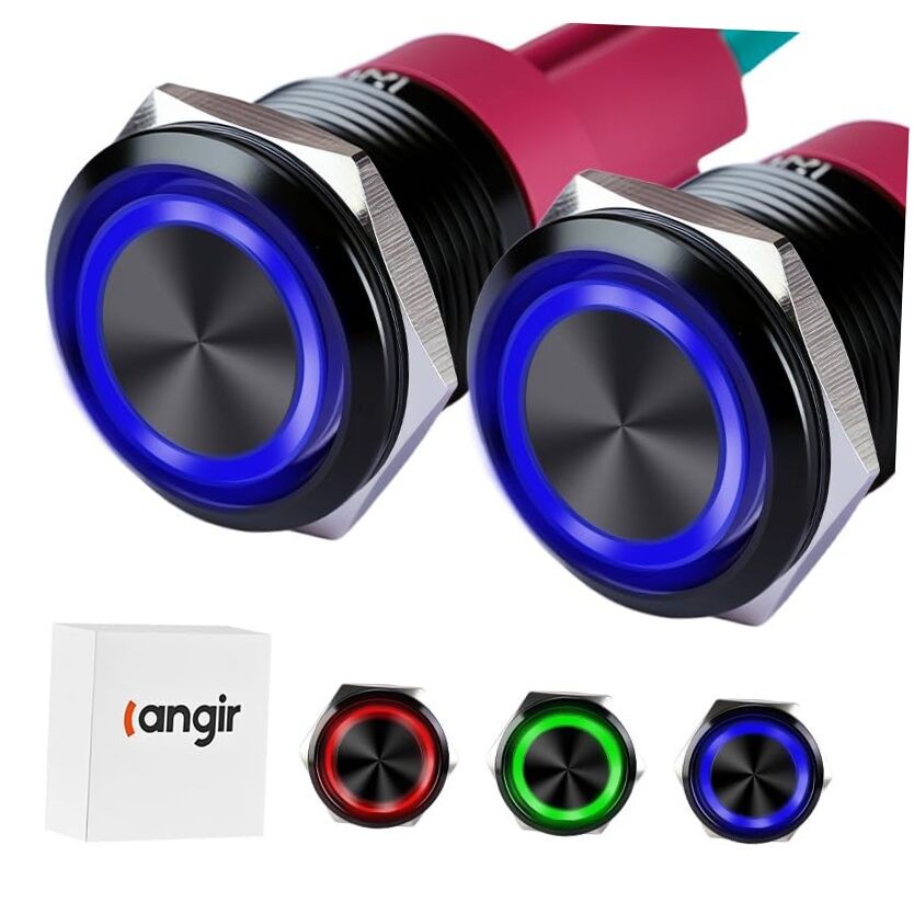 15Amp Push Button Switch，(0.75") 12V-24V Latching Push Button Switch 19mm Blue