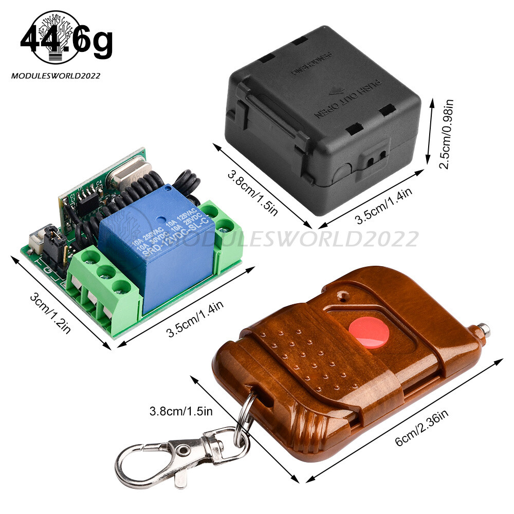 DC 12V 10A Relay 1CH Wireless RF Remote Control Switch Transmitter+ Receiver