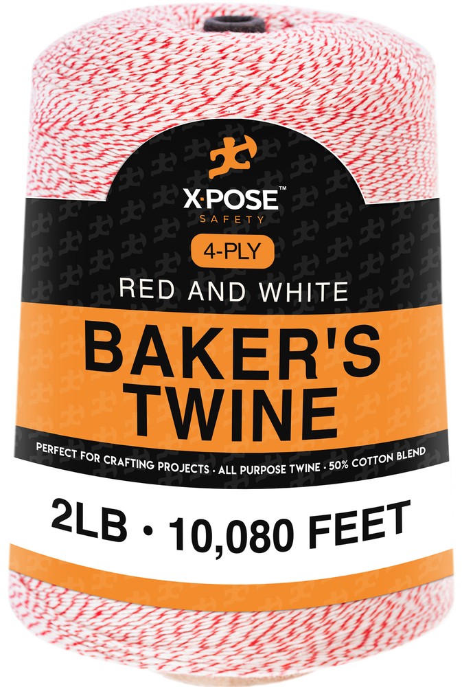 Baker’s Twine, 2 Pound Cone – 4 Ply Red and White String