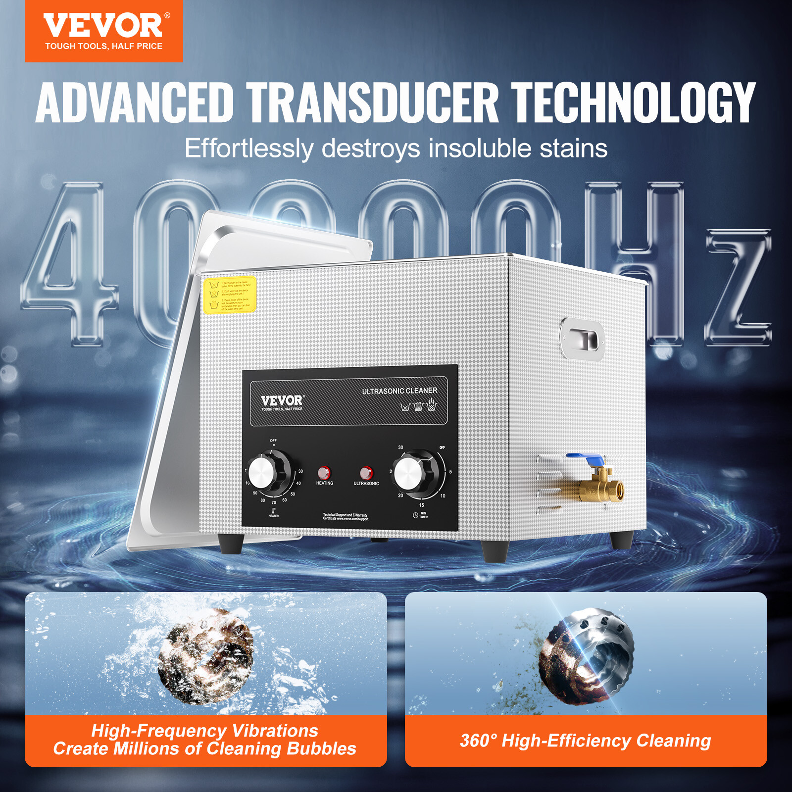VEVOR 15L Ultrasonic Cleaner with Heater Timer & Basket Digital Sonic Machine