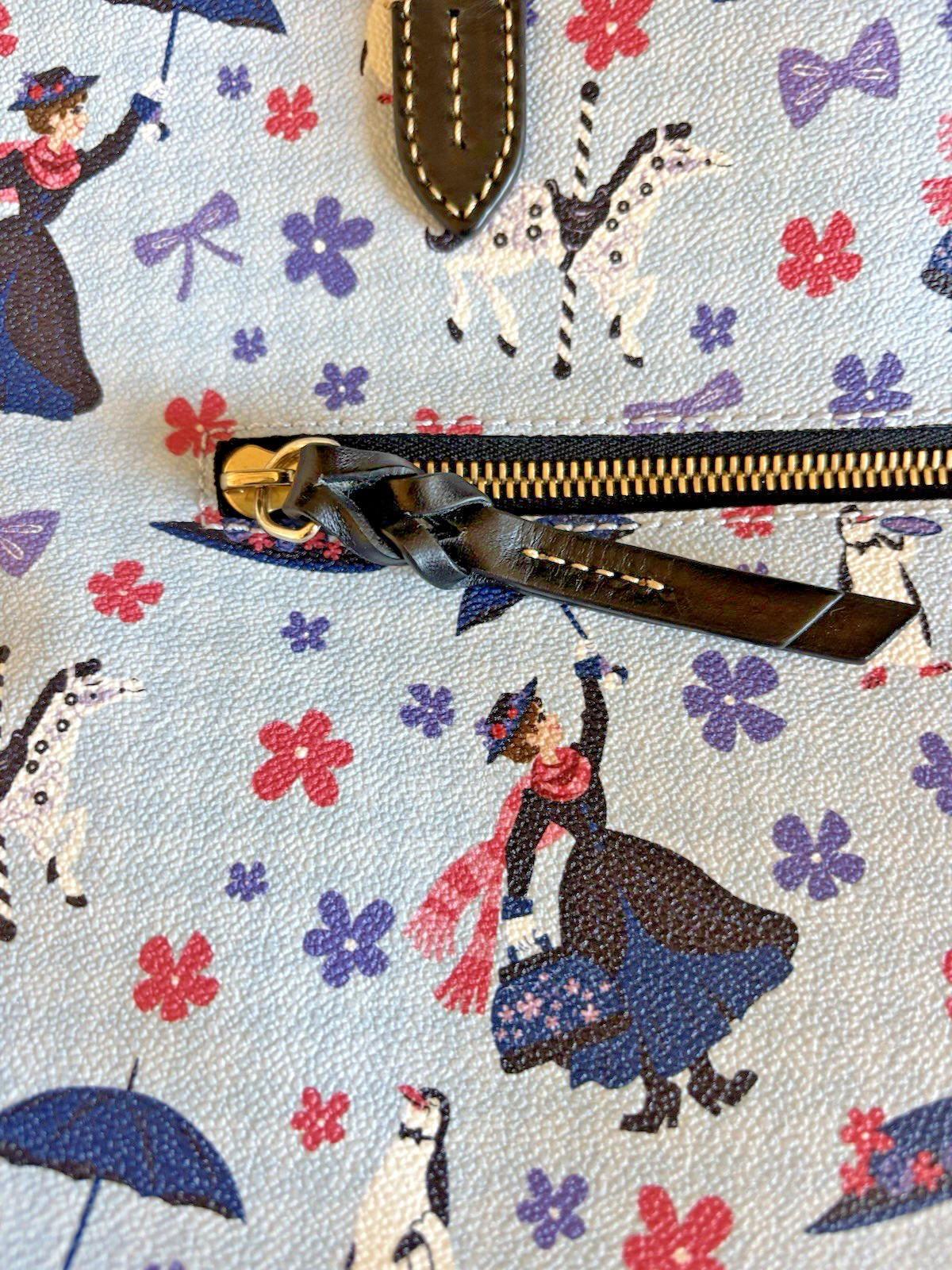 Dooney & Bourke Mary Poppins Hadley Tote Bag Disney Leather Trim Blue