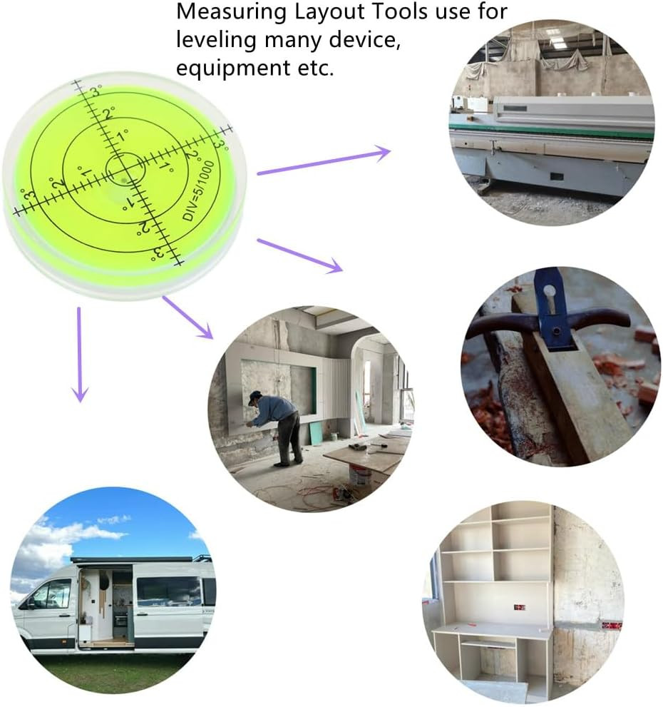 Double-Sided Adhesive Circular Bubble Level - Precision Measuring Tool 50x10mm