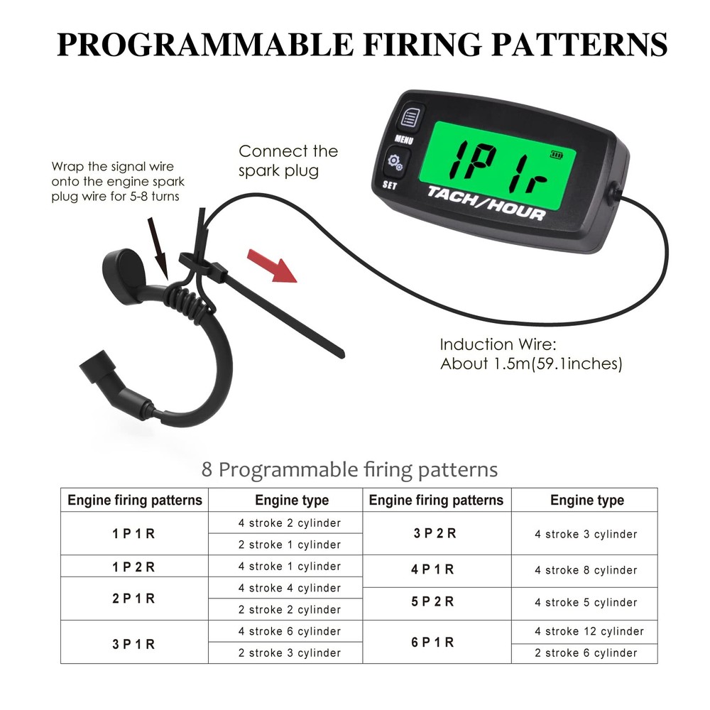 2 Pieces Self Powered Digital Induction Tachometer Maintenance Waterproof Bac...