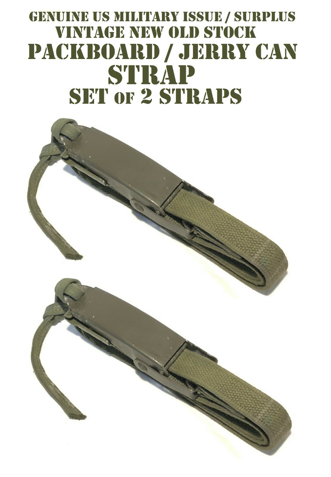 SET of 2 US MILITARY PACKBOARD TIE DOWN STRAP GWP M38 WEBBING JERRY CAN GAS JEEP