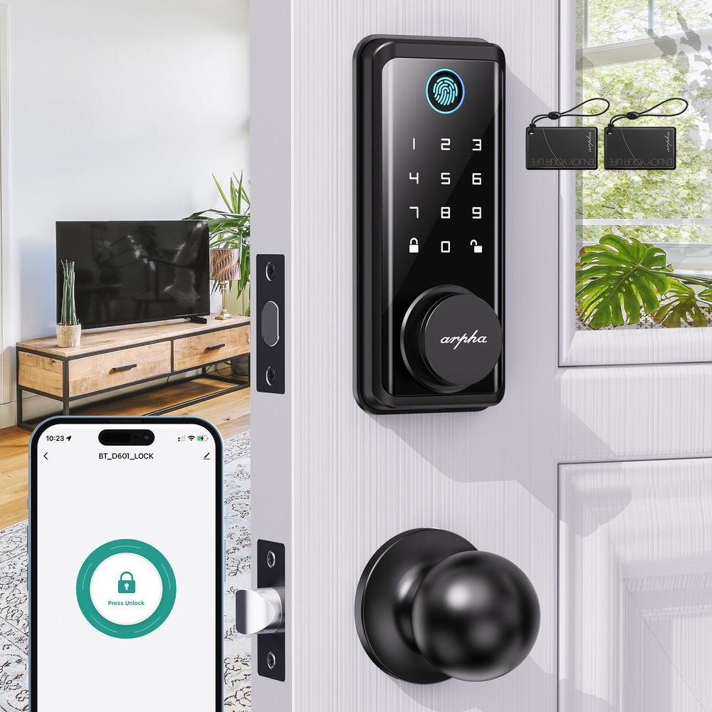 ARPHA Smart Door Lock＆Handle Fingerprint Electronic Keypad Deadbolt Keyless App