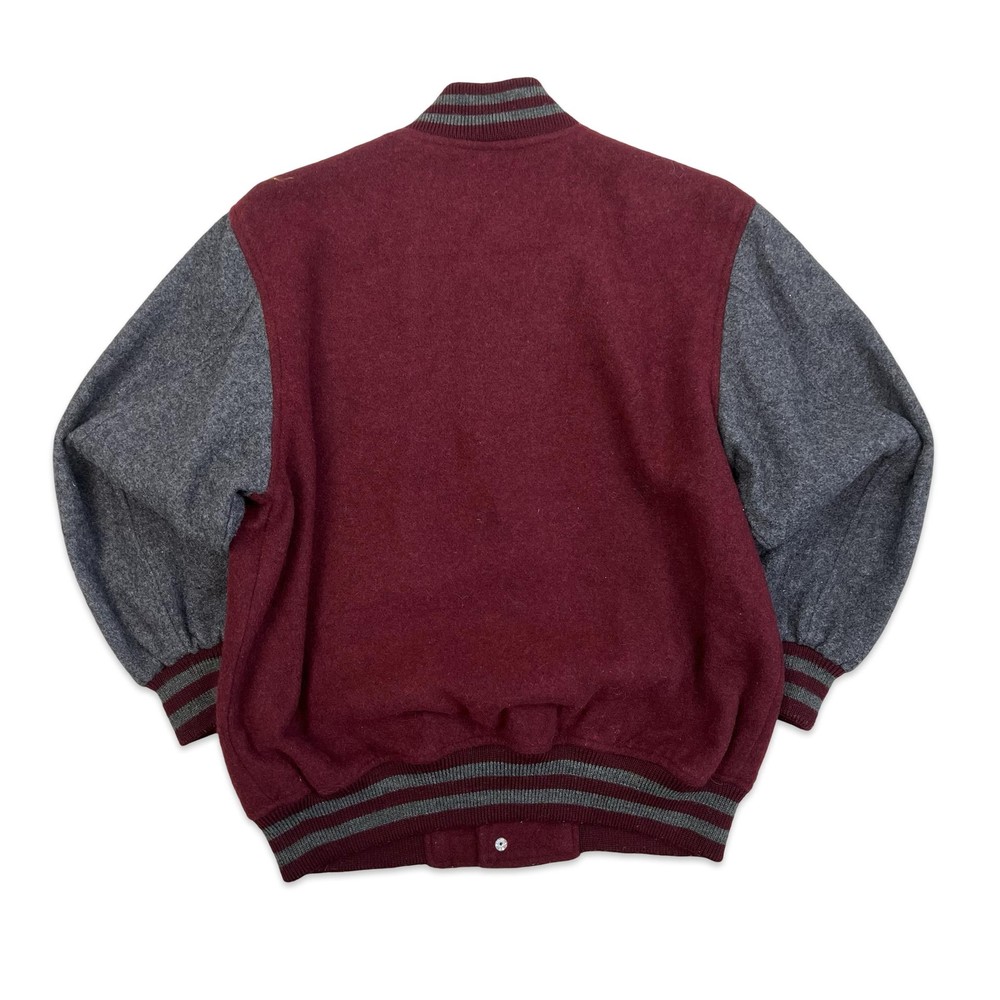 Vintage Red & Grey Wool Varsity Jacket Small