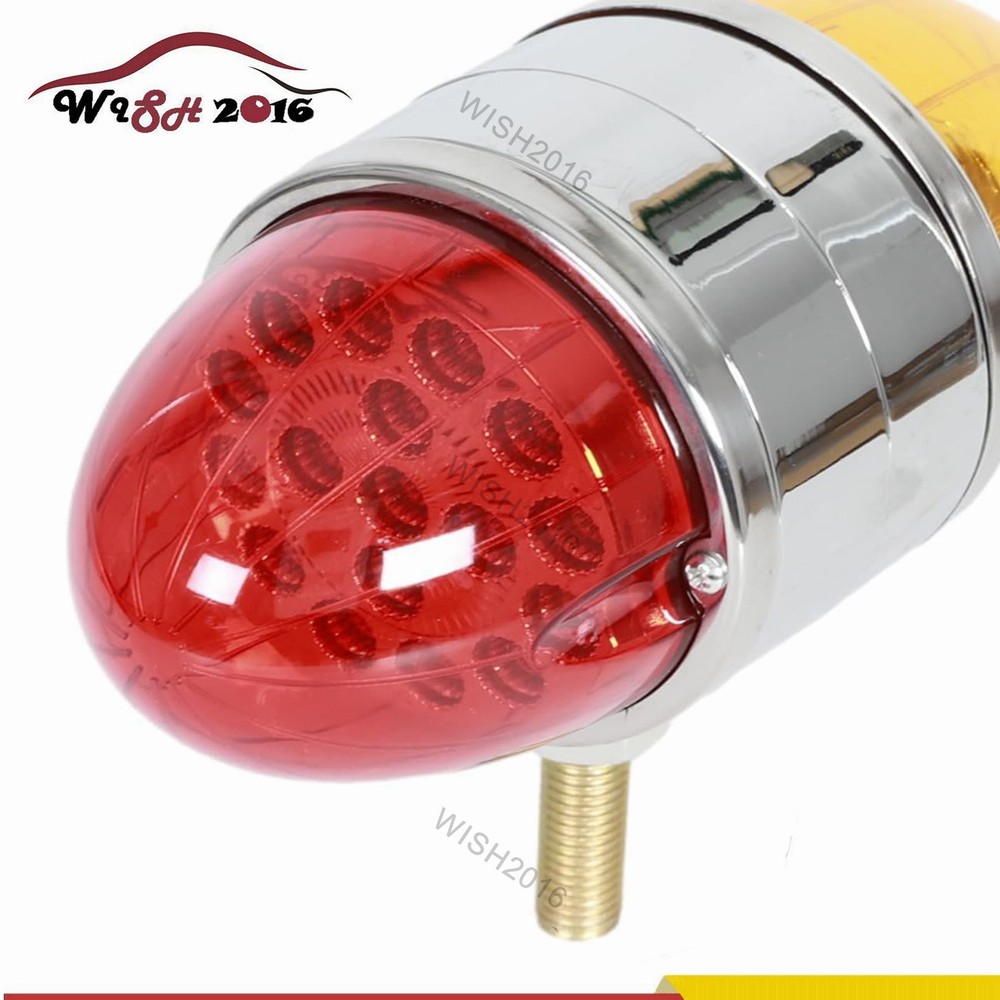 2PCS 17 LED Dual Function Watermelon Double Face Light Amber Red Chrome Lights