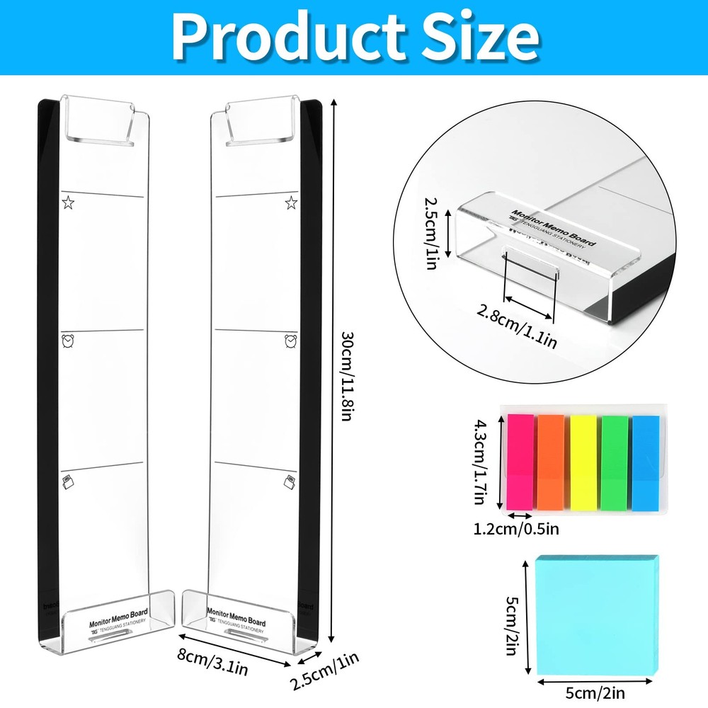 Monitor Memo Board, 2PCS Multifunction Sticky Note Holder for Computer Screen...