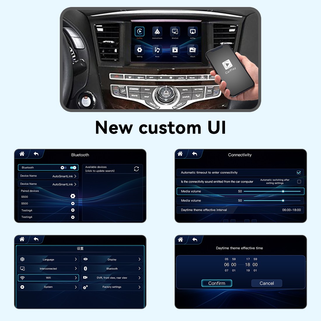 Wireless Apple Carplay, Android Auto, Mirroring, For Infiniti Q70 QX60 2015-2019