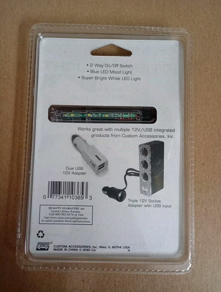 2 Color Dual (12V Adapter) USB LED Flexible IInterior Light With On/ Off Switch