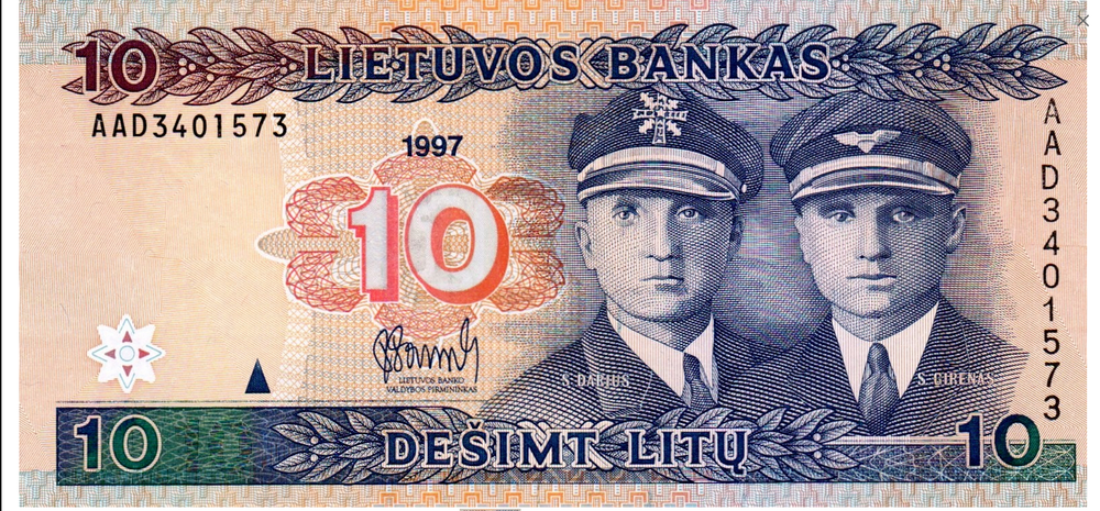 LITHUANIA 10 LITU 1997 AAD P-59 CRISPY UNC