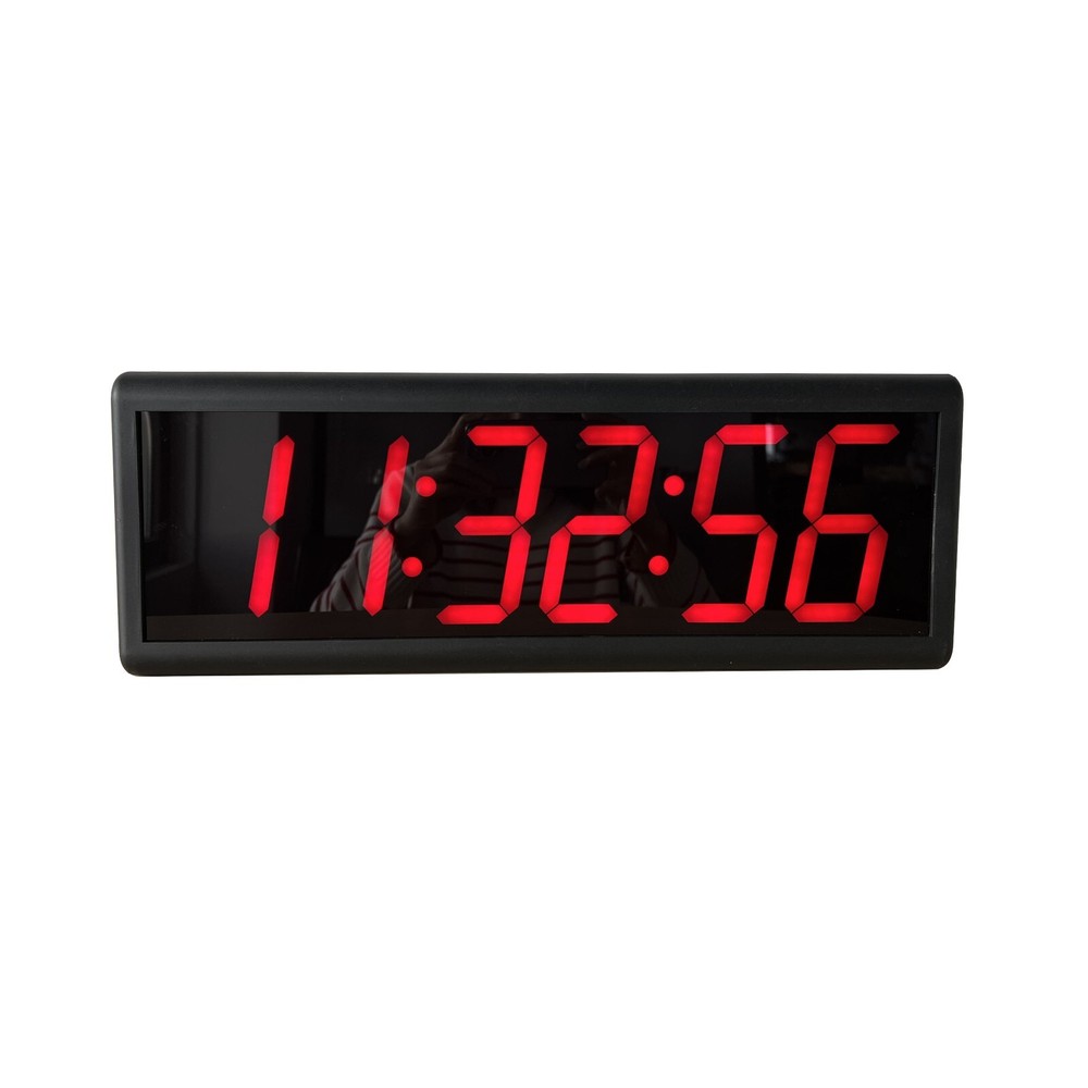 Synchronized NTP WiFi Clock for Office, 4" x 6 Red Digit, Automatic DST Reset