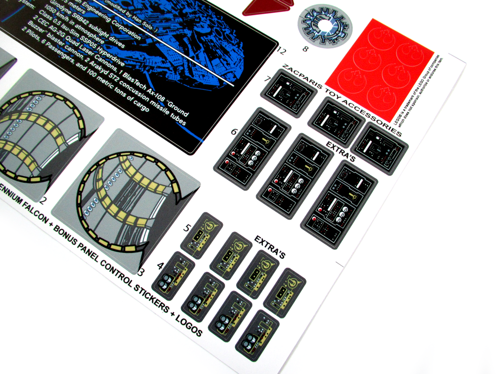 CUSTOM STICKERS for STAR WARS Set 75192 Millennium Falcon ,MODELS,DISPLAYS,ETC