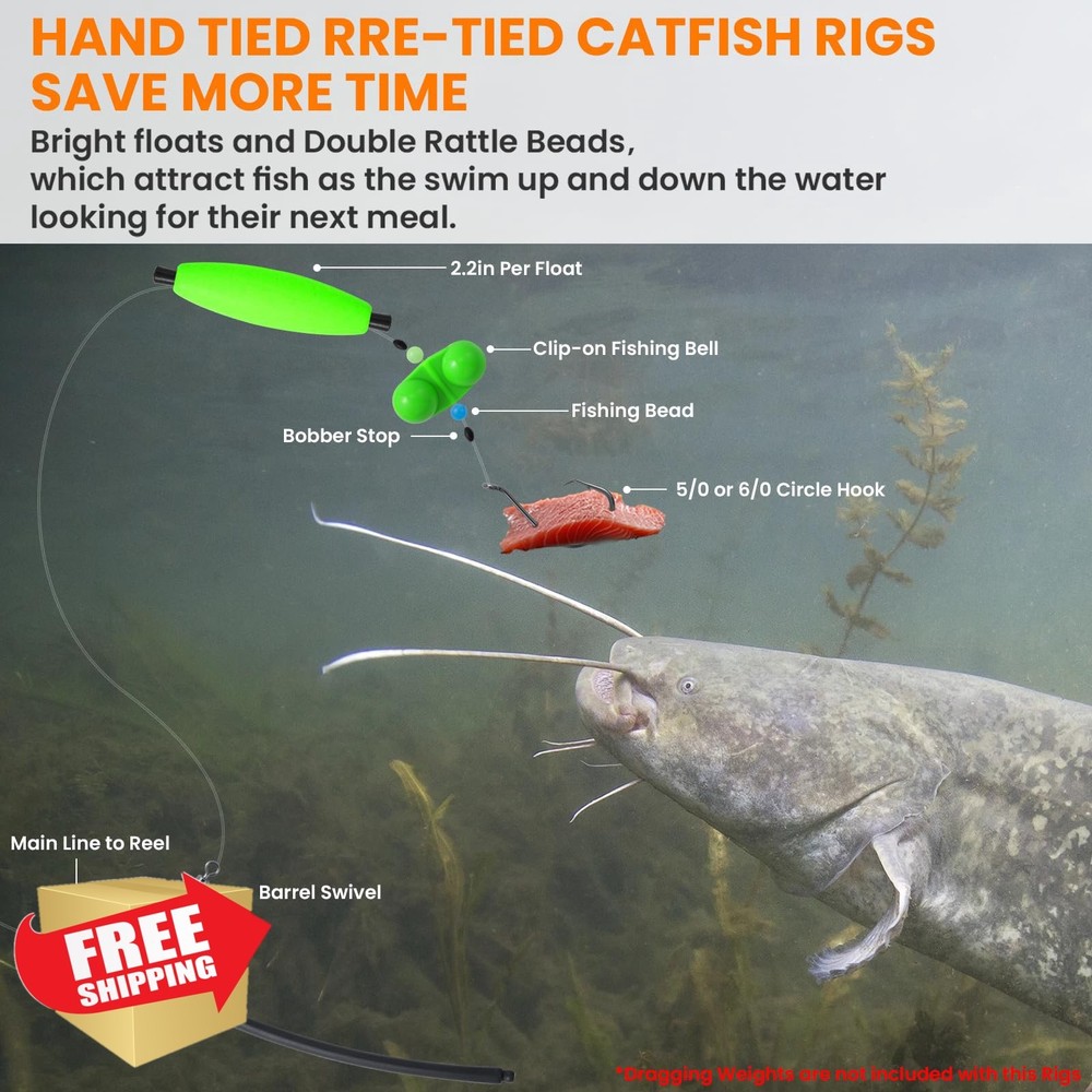 Catfish Santee Rig Circle Hooks Float Tackle -  6/0 HOOK * 6PCS