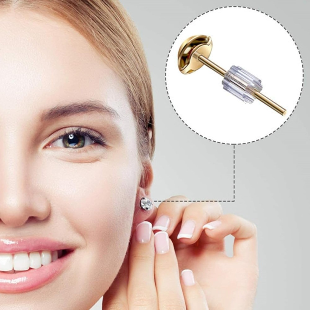 Silicone Earring Backs, 200 Pcs Soft Clear Hypoallergenic Replacement Stopper...
