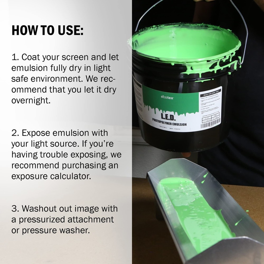Ecotex® L E D Green Screen Printing Emulsion (Quart - 32oz.) Pre - Sensitiz