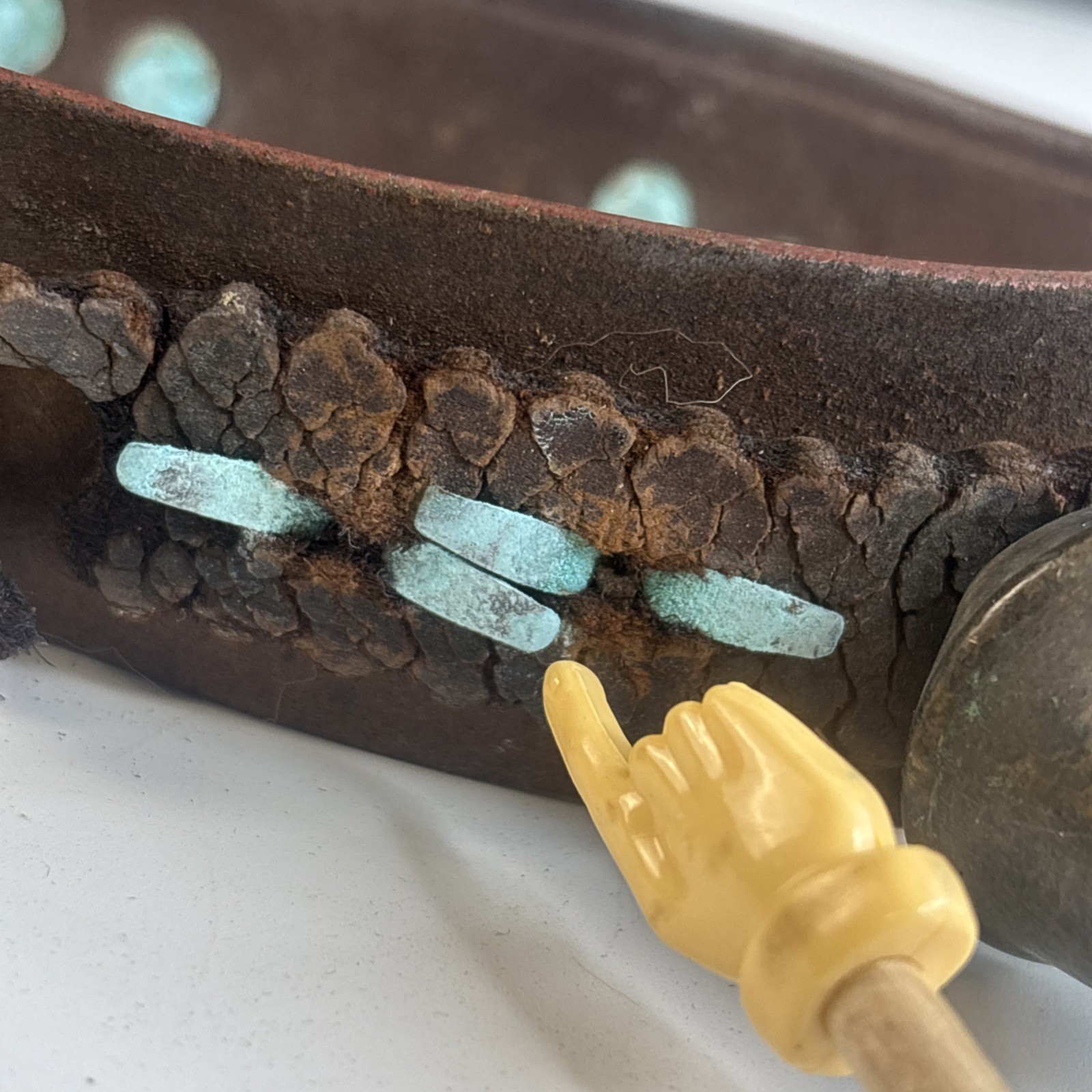 Antique 11 Brass Acorn Sleigh Bells on 41" Leather Strap w/ Copper Rivets VIDEO