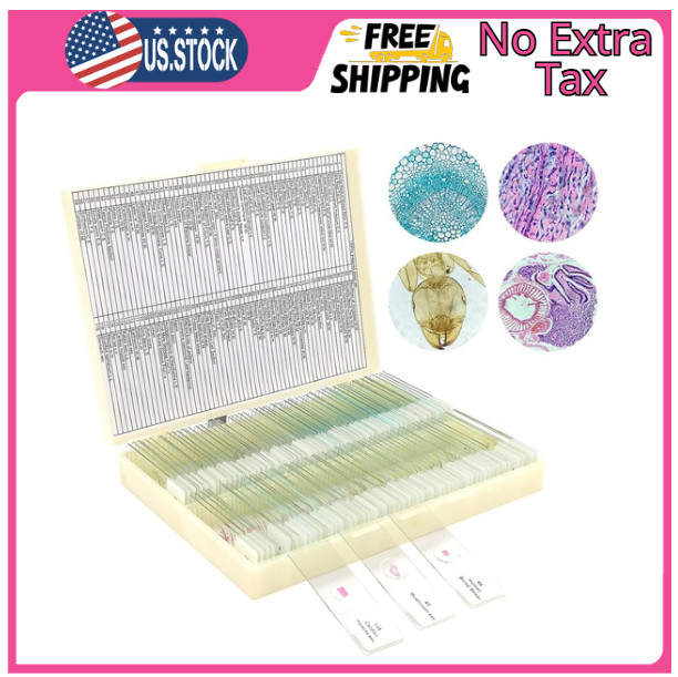 120 Microscope Slides with Specimens for Kids, Prepared Microscope Slides for Ki