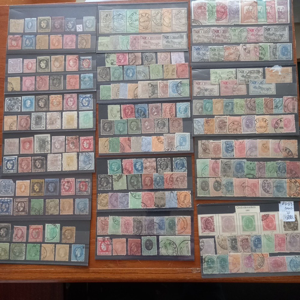 Romania stamps from early on cards & pages, various as priced