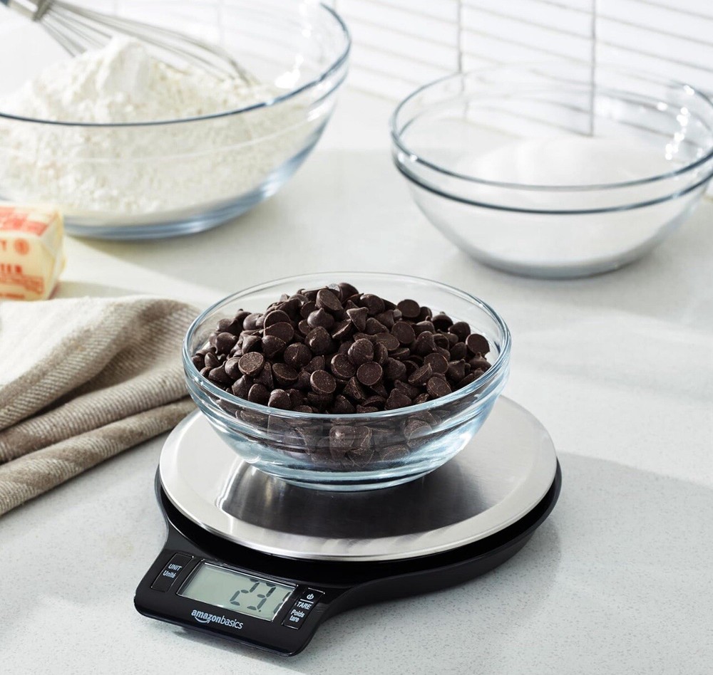Amazon Basics Digital Kitchen Scale – LCD Display, Accurate, Batteries Included