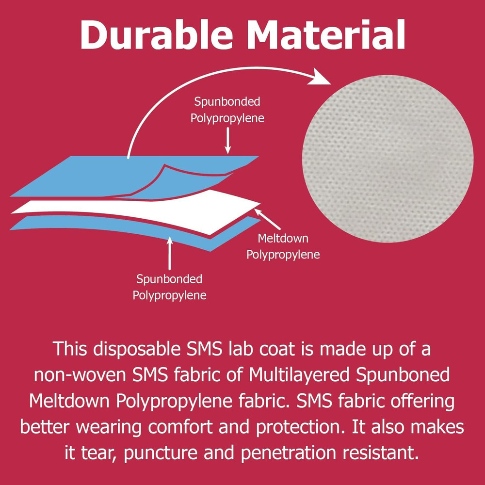 Disposable SMS Lab Coat, No Pockets, White