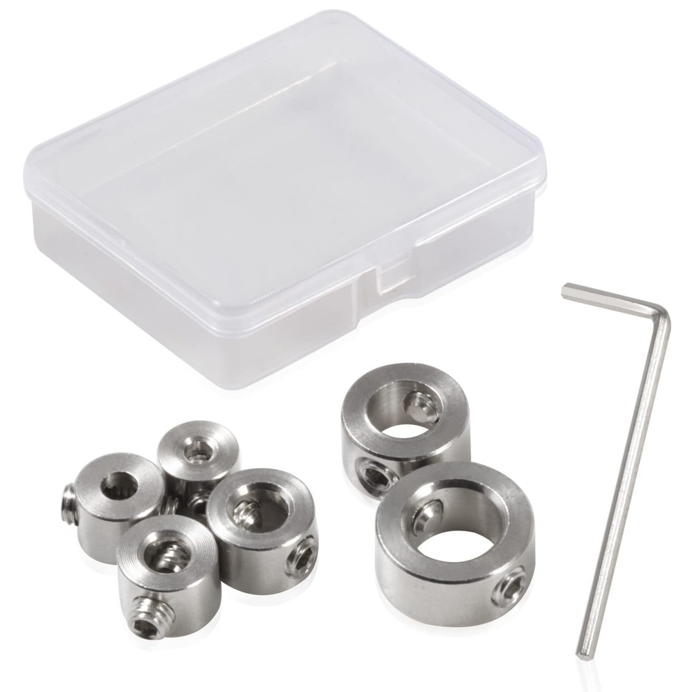 Drill Bit Depth Stop Collar Set Includes 6 Pcs 304 Stainless Steel Stop Bit C...