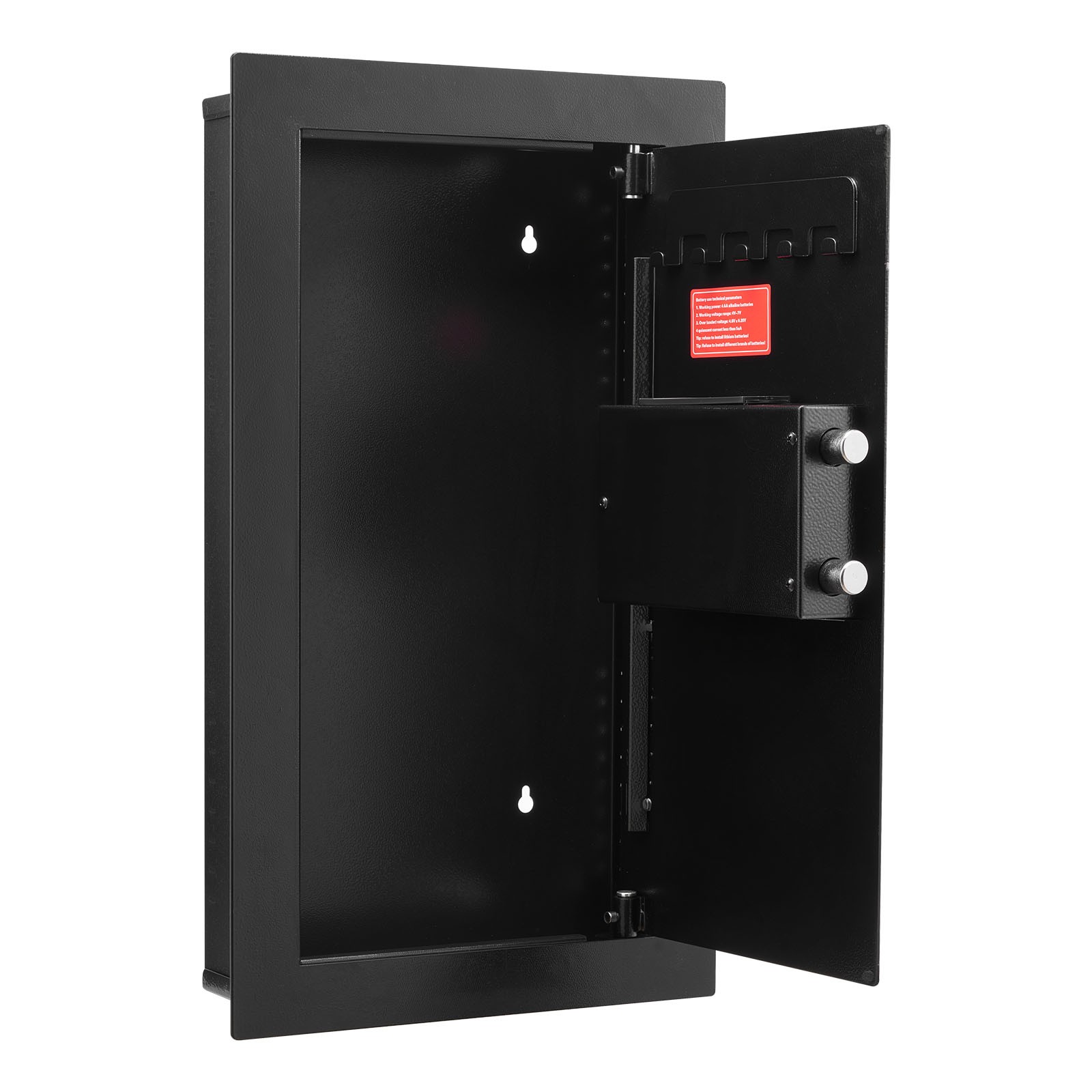 Uimoso 3-Tier Wall Safe with LED Light, Password & Key Access,Adjustable Shelves