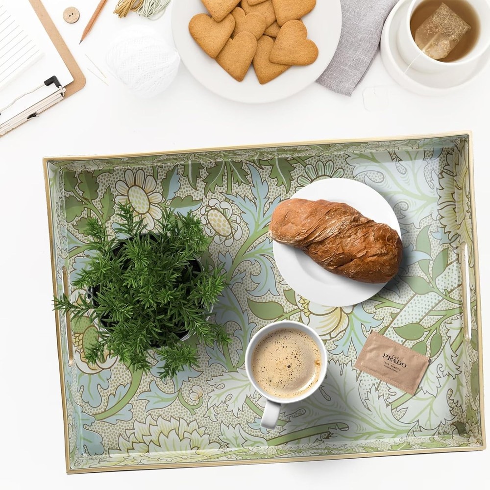 Plastic decorative tray with handle