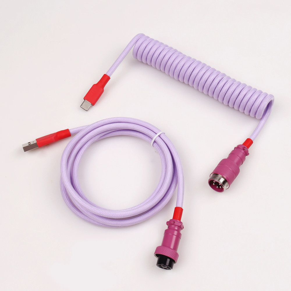 LANO Custom Paracord Coiled Mechanical Keyboard Type C Data Spring Cable GX16 Av
