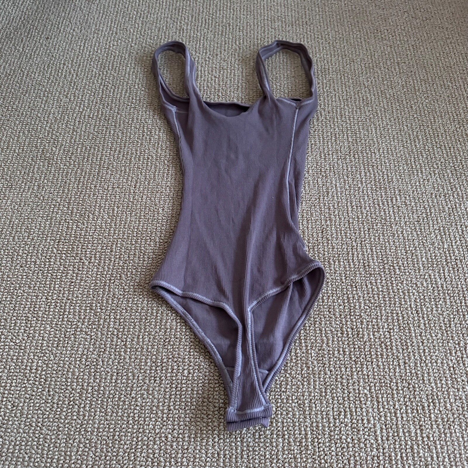 Skims Umber Cotton Rib Bodysuit, Size XXS NWT