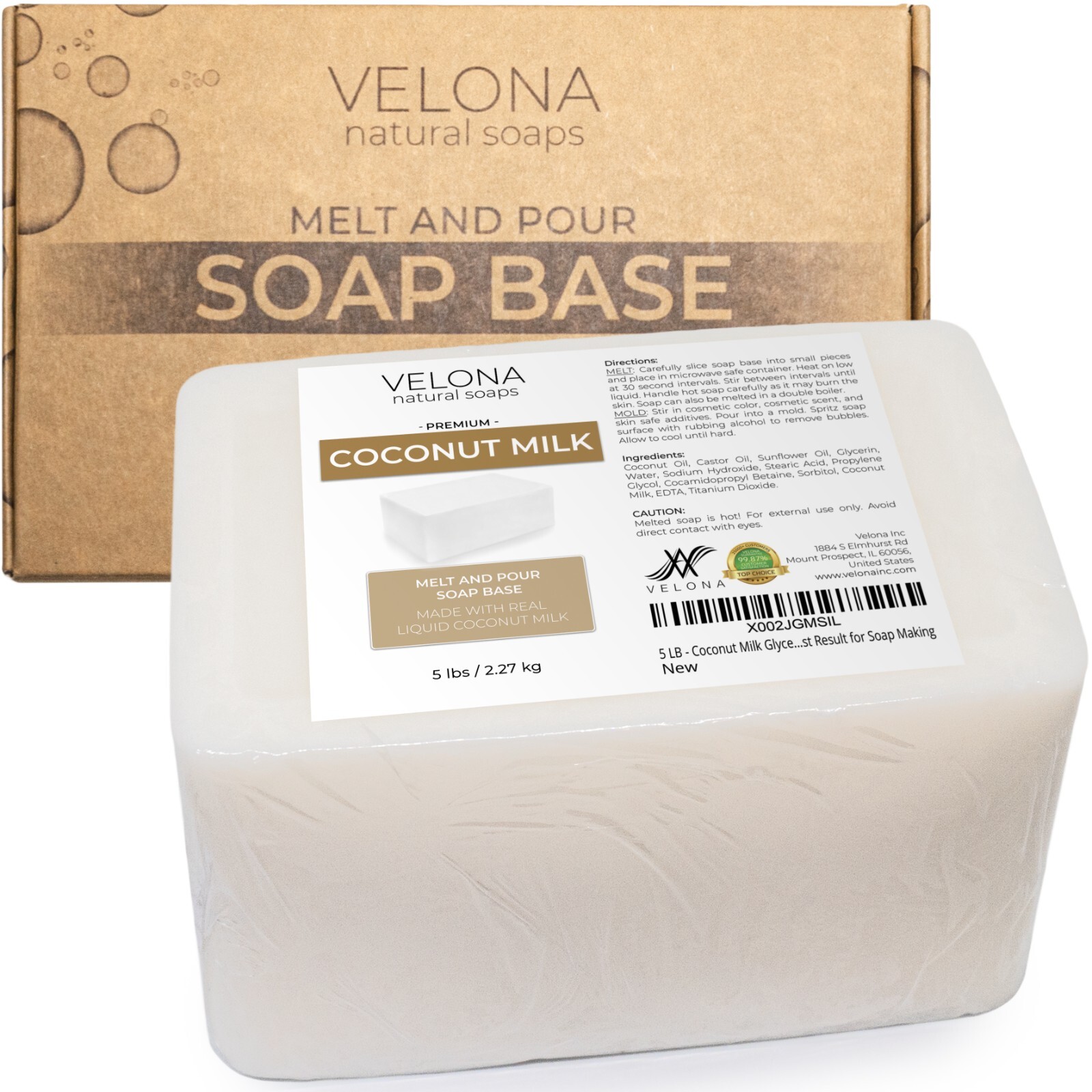 2,5,10,25 LB - Coconut Milk Glycerin Soap Base by Velona SLS/SLES Free Melt Pour