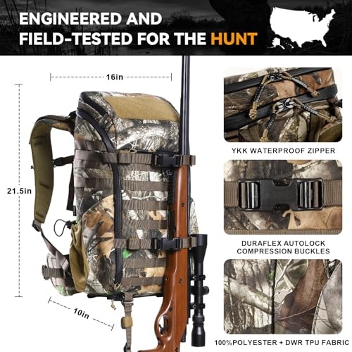 Hunting Backpack with Rifle/Bow Carry System, Customizable Next Camo G2