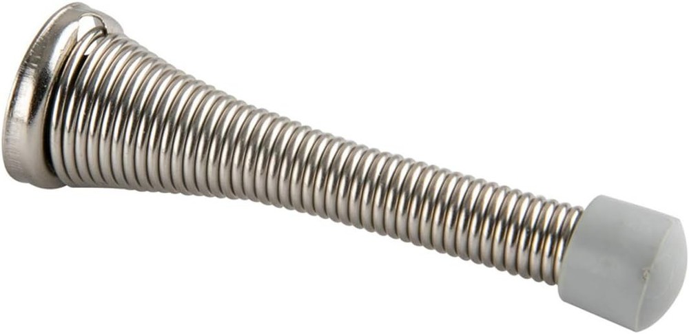 Amazon Basics Spring Door Stopper with Rubber Bumper Tips Brushed Nickel 12-Pack