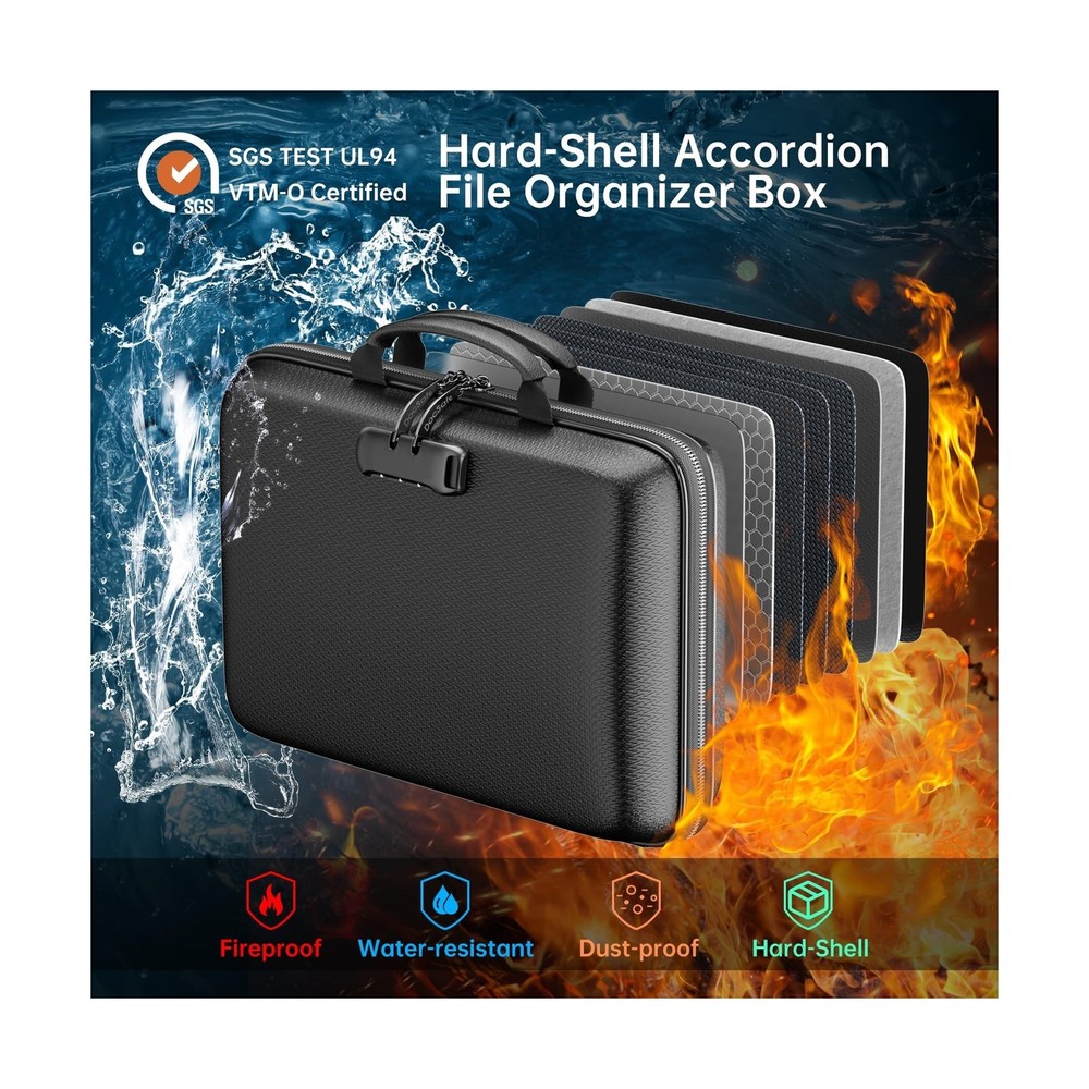 DocSafe Fireproof File Organizer with Lock, Hard-Shell Case Firepro... Fast Ship
