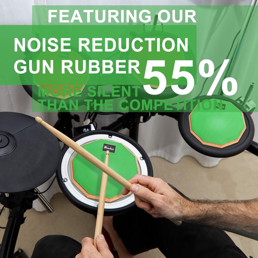 Silent Drum Practice Pad 8 Inches, Silent Practice Drum Pad 2-Sided With Drum...