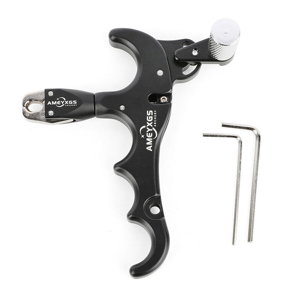 Compound Bow Release Aids 4 Finger Thumb Trigger D Loop Ring Arrow Hunting RH LH