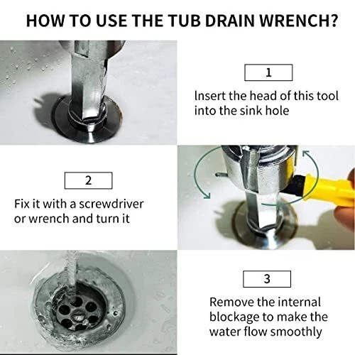 Tub Drain Remover Wrench-Die-Cast Aluminum Tub Drain Tool Wrench for Bathroom an