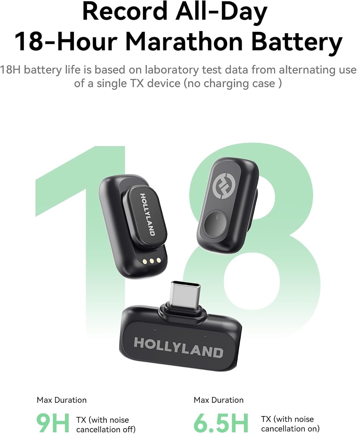 Hollyland Lark A1 Wireless Microphone for iPhone 15/16 & Android, USB-C Receiver