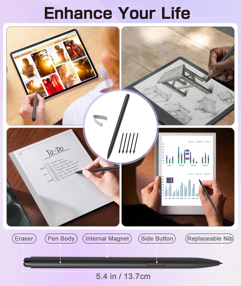 Magnetic EMR Stylus Compatible with Remarkable 2, Replacement Digital Pen wit...