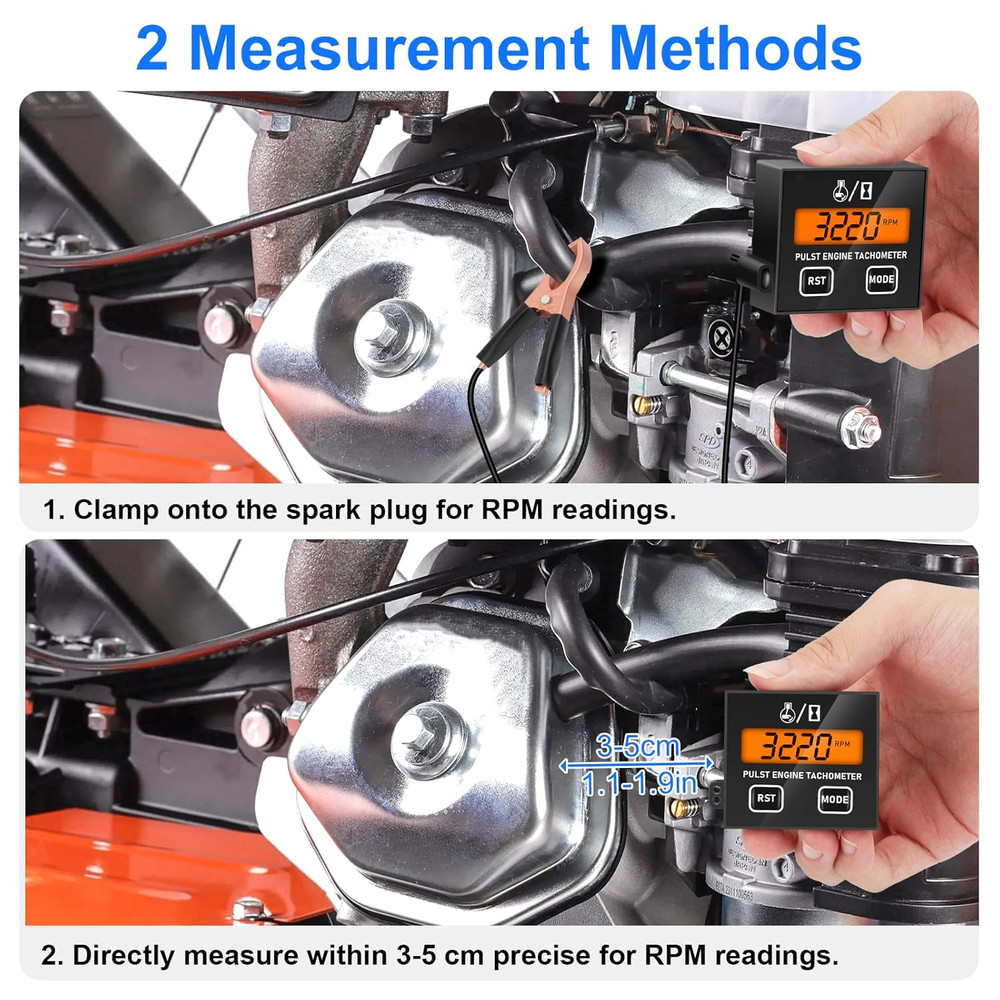 Small Engine Tachometer, Backlight Digital Tachometer Tach Gauge Meter with Clip
