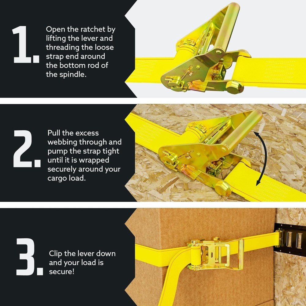 Professional Grade 8-Pack E-Track Ratchet Straps, 1000 lbs Safe Load Capacity
