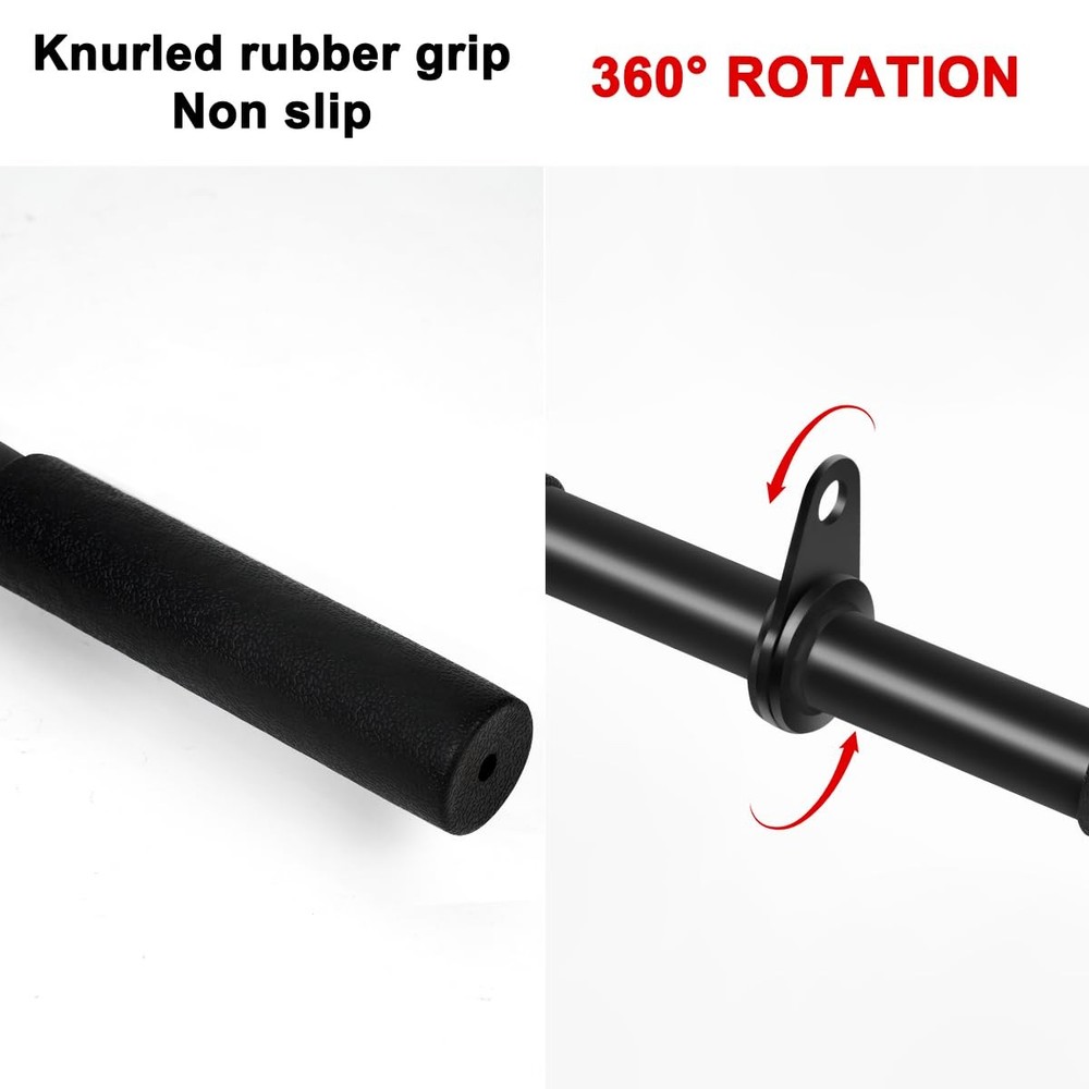 Pulldown Straight Bar Rotating Steel with Rubber Grips LAT Pull Down Handle f...