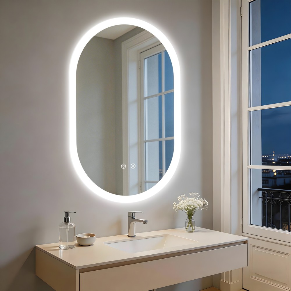 LED Bathroom Mirror Antifog Wall Vanity Illuminated Mirror with Memory Function