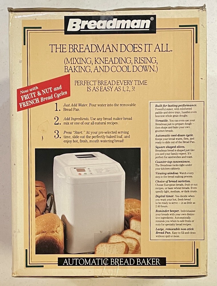 Breadman TR-440 Automatic Bread Maker 1.5 Lb Loaf Homemade Bread Machine