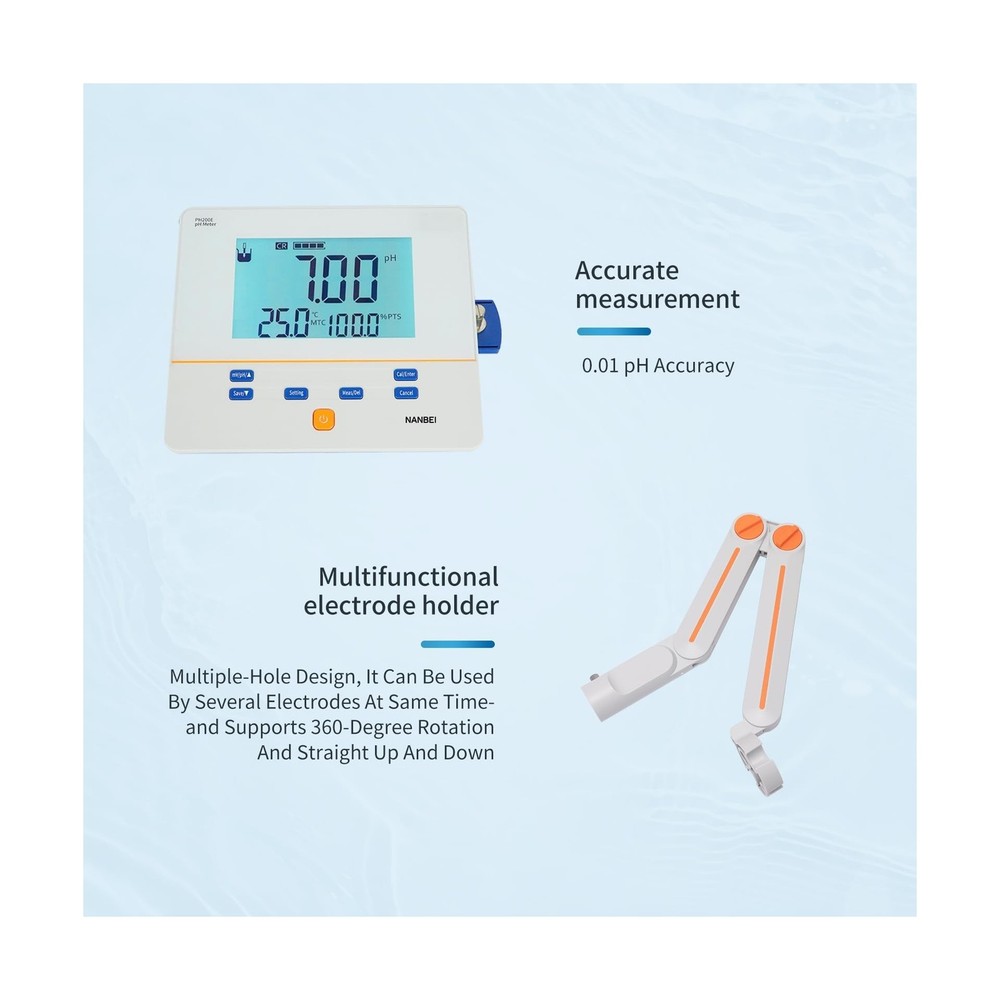 Instruments,Lab Benchtop pH Meter kit,1-2Points Auto Calibration,0.01 pH Accu...