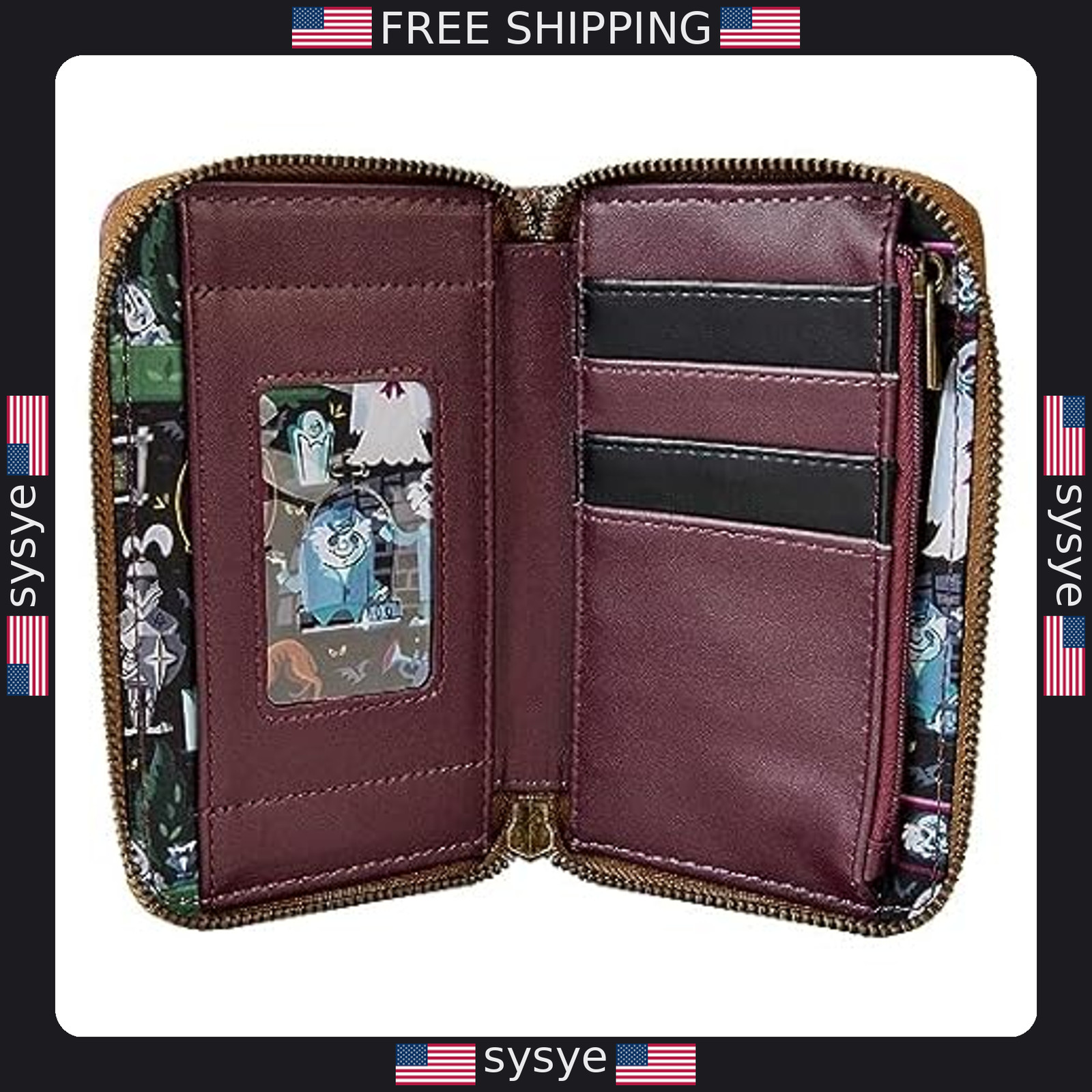 Loungefly Disney Haunted Mansion Stretching Room Portraits Zip-Around Wallet