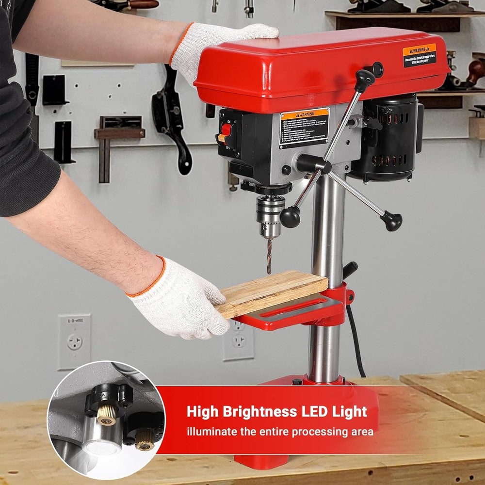 GRAVEE 8" Benchtop Drill Press Tabletop Drilling Machine 5 Speed Adjustable