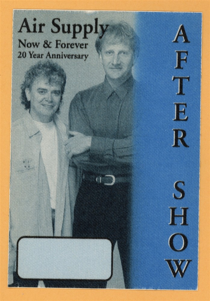 Air Supply 1996 Hits Live Concert Tour After Show Backstage Pass